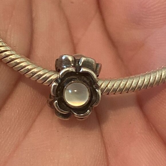 Authentic Pandora Morning Glory Moonstone Charm - Picture 2 of 3